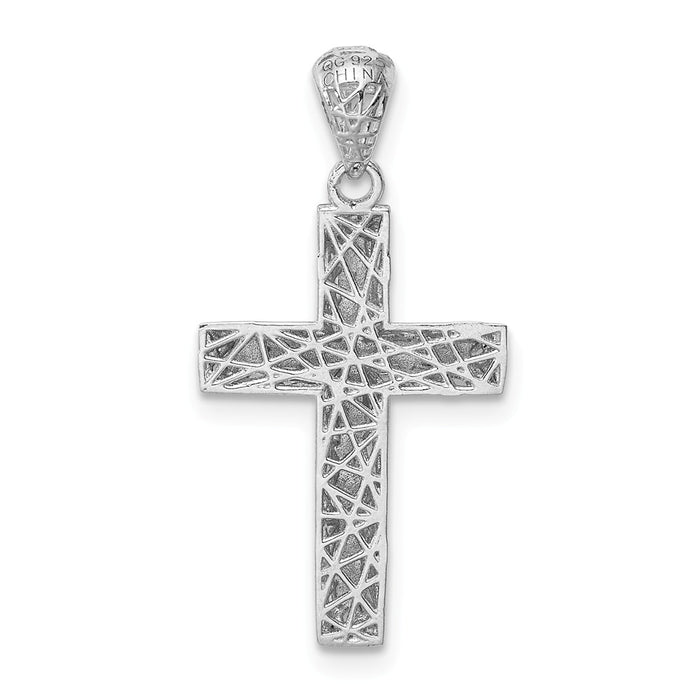 Million Charms 925 Sterling Silver Rhodium-Plated Polished Relgious Cross Pendant