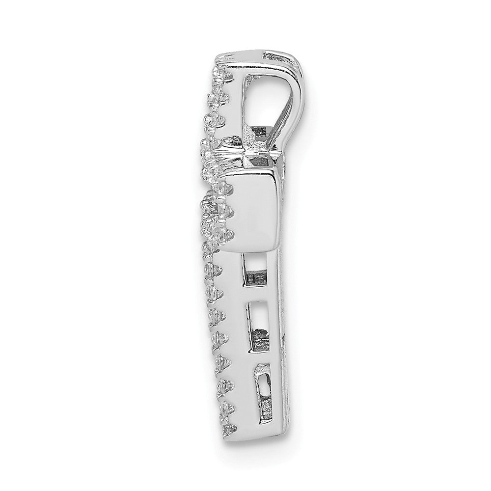 Million Charms 925 Sterling Silver Rhodium-Plated Pink & White (Cubic Zirconia) CZ Relgious Cross Chain Slide
