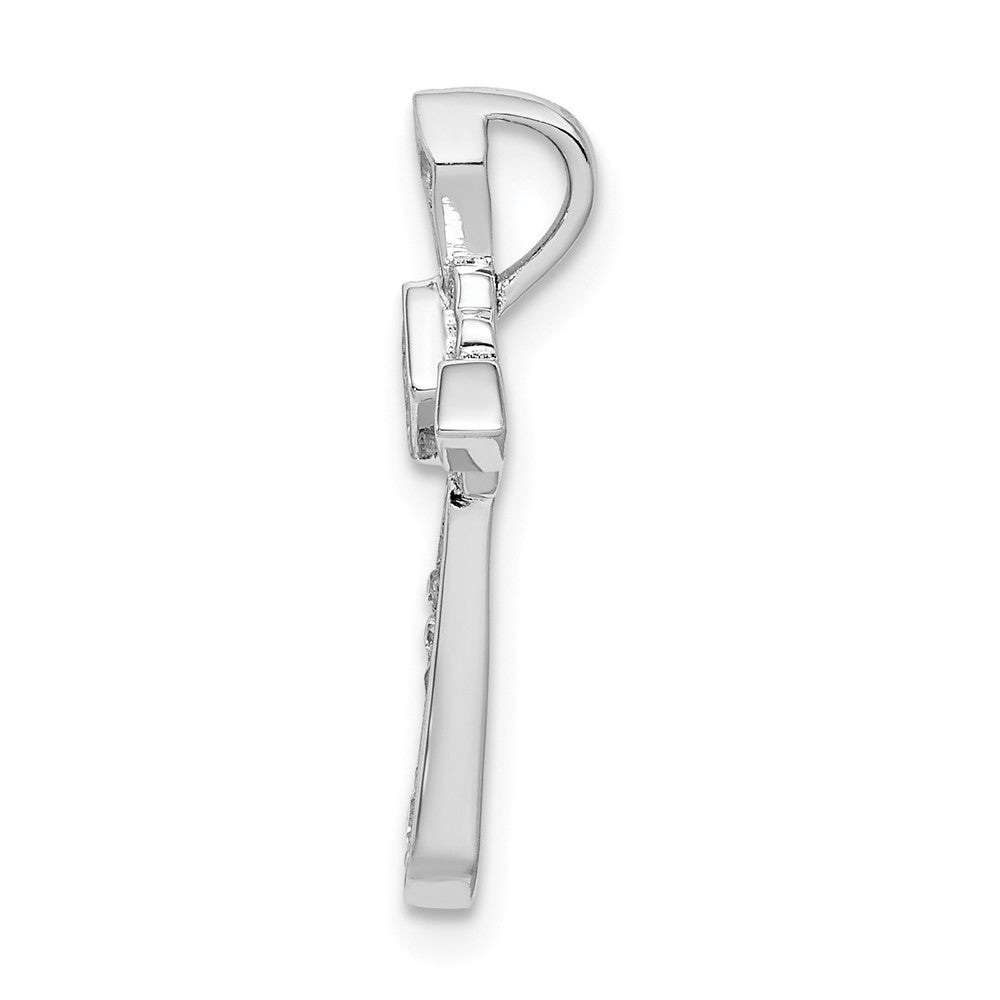 Million Charms 925 Sterling Silver Rhodium-Plated (Cubic Zirconia) CZ Relgious Cross Chain Slide