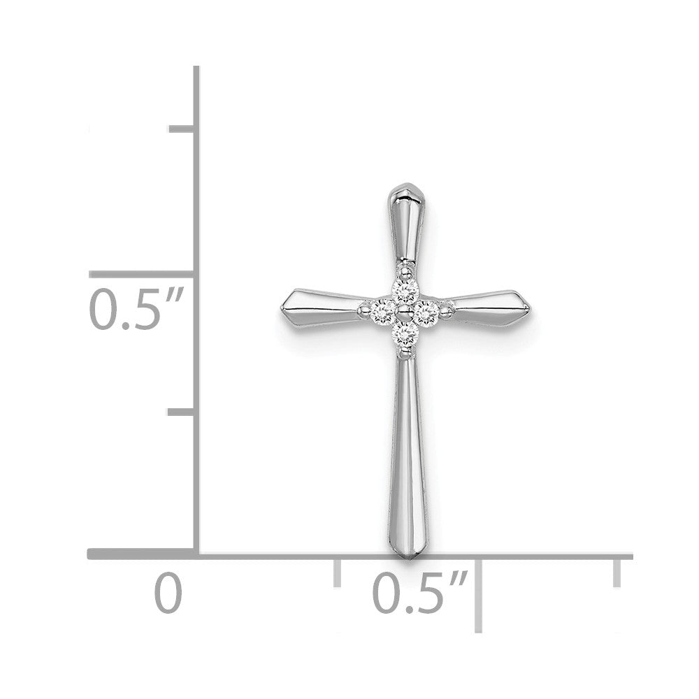 Million Charms 925 Sterling Silver Rhodium-plated Plated (Cubic Zirconia) CZ Relgious Cross Chain Slide Pendant