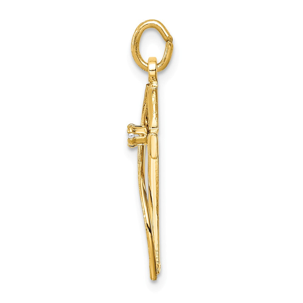 Million Charms 925 Sterling Silver Gold Themed Tone & (Cubic Zirconia) CZ Relgious Cross Pendant