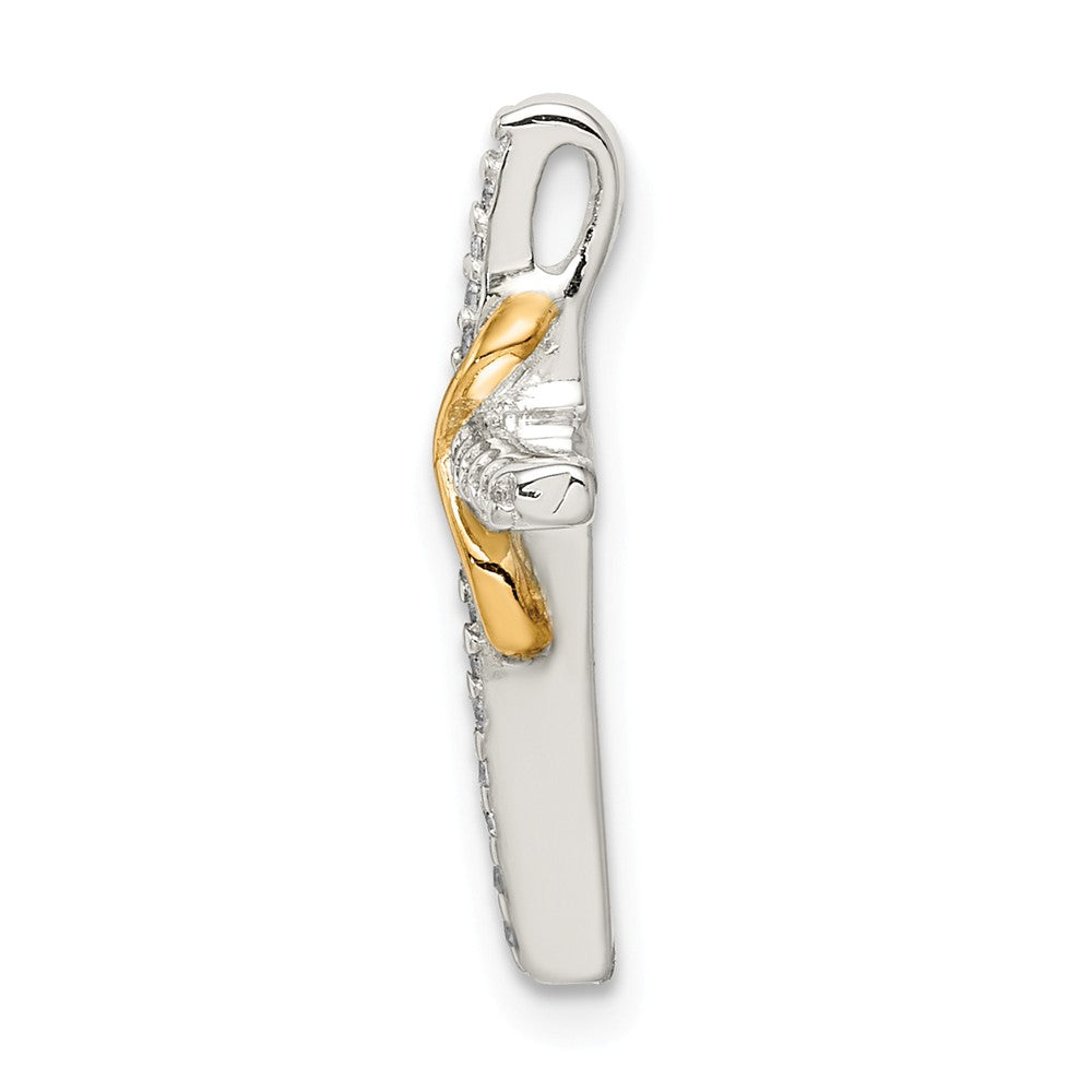 Million Charms 925 Sterling Silver & Gold Themed Tone (Cubic Zirconia) CZ Relgious Cross Chain Slide