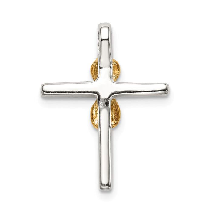 Million Charms 925 Sterling Silver & Gold Themed Tone (Cubic Zirconia) CZ Relgious Cross Chain Slide