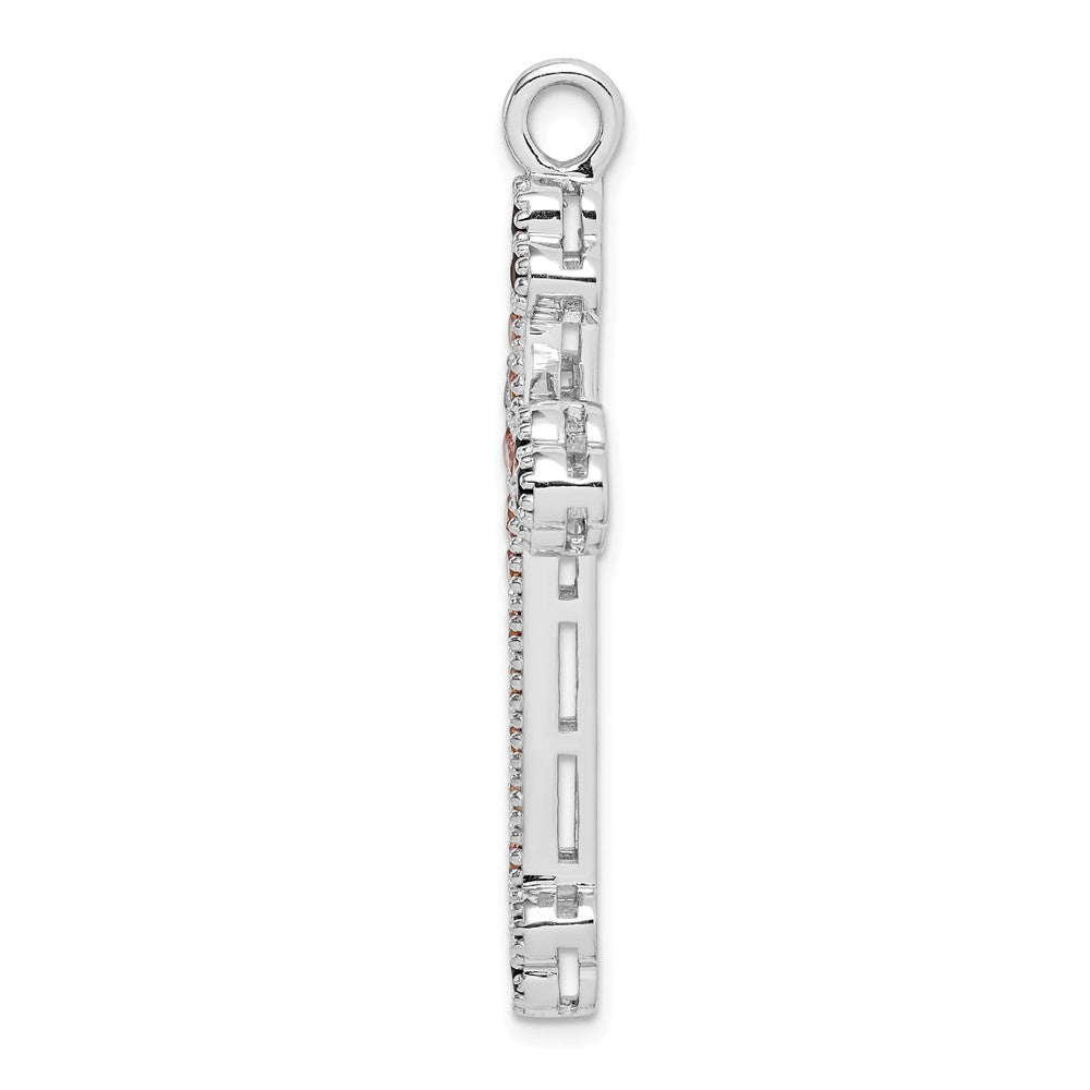 Million Charms 925 Sterling Silver Rhodium-Plated Multi-Color Crystal Budded Cross