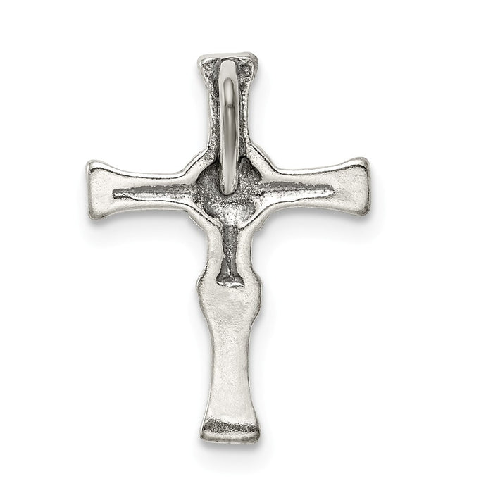 Million Charms 925 Sterling Silver Antiqued Relgious Cross Chain Slide