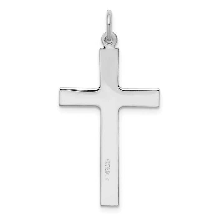 Million Charms 925 Sterling Silver Rhodium-Plated Gold Themed Tone Dove & Relgious Cross Pendant