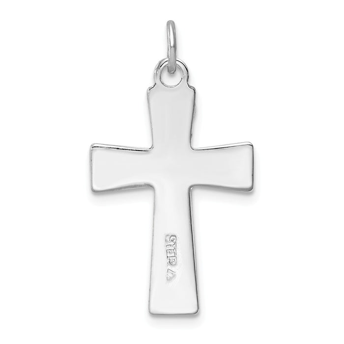 Million Charms 925 Sterling Silver Rhodium-Plated Enamel Relgious Crucifix Pendant