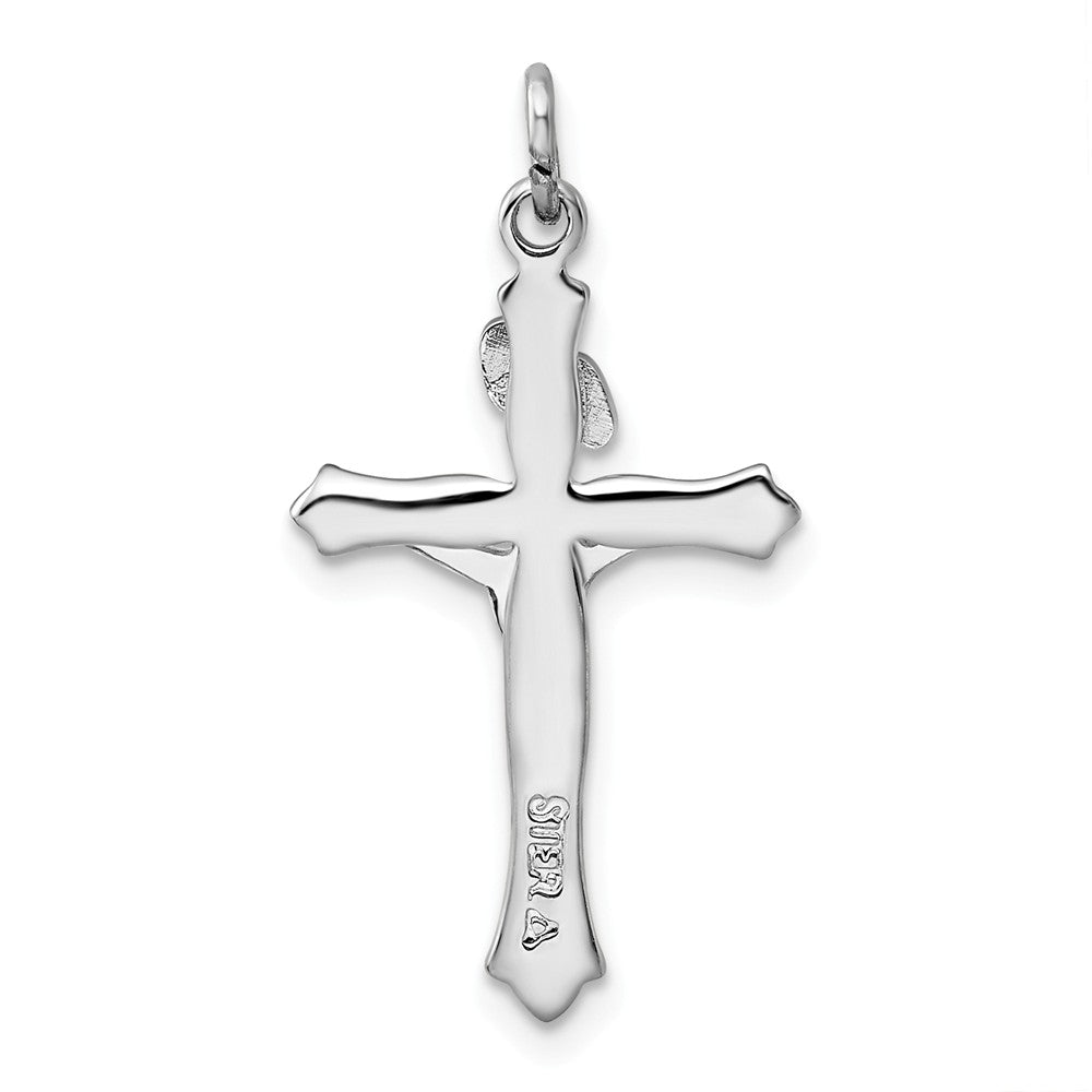 Million Charms 925 Sterling Silver Rhodium-Plated & Gold Themed Tone Relgious Crucifix Pendant