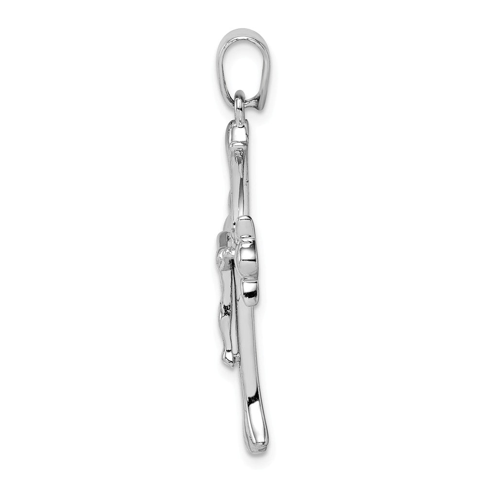 Million Charms 925 Sterling Silver Rhodium-plated Plated Relgious Crucifix Pendant