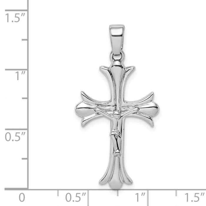 Million Charms 925 Sterling Silver Rhodium-plated Plated Relgious Crucifix Pendant