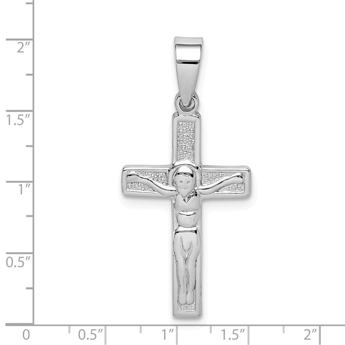 Million Charms 925 Sterling Silver Rhodium-Plated Polished Relgious Crucifix Pendant