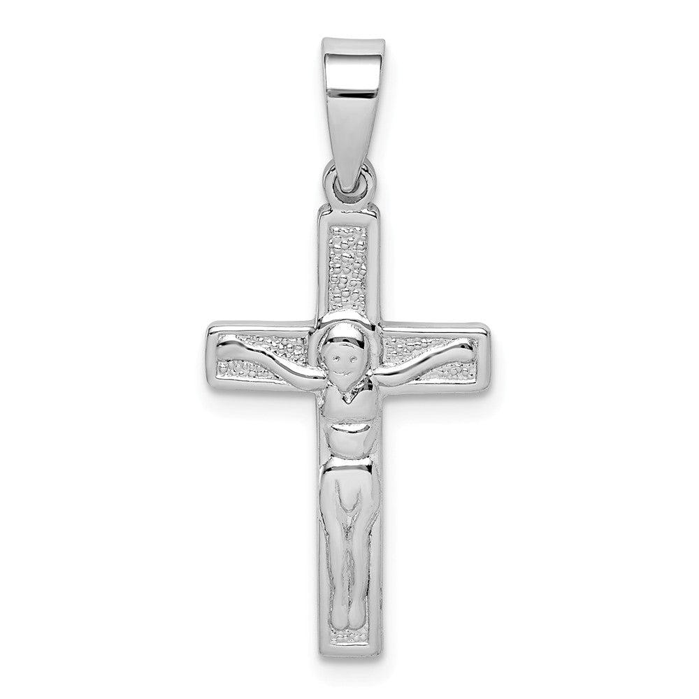 Million Charms 925 Sterling Silver Rhodium-Plated Polished Relgious Crucifix Pendant