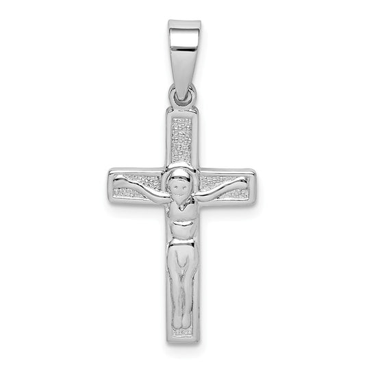 Million Charms 925 Sterling Silver Rhodium-Plated Polished Relgious Crucifix Pendant