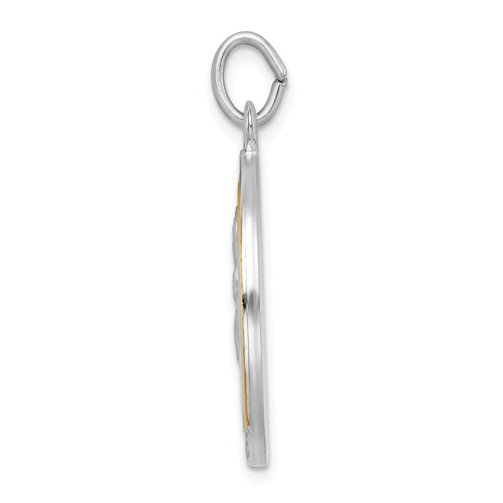 Million Charms 925 Sterling Silver Rhodium-Plated & Gold Themed Tone Religious Saint Anthony Medal Pendant