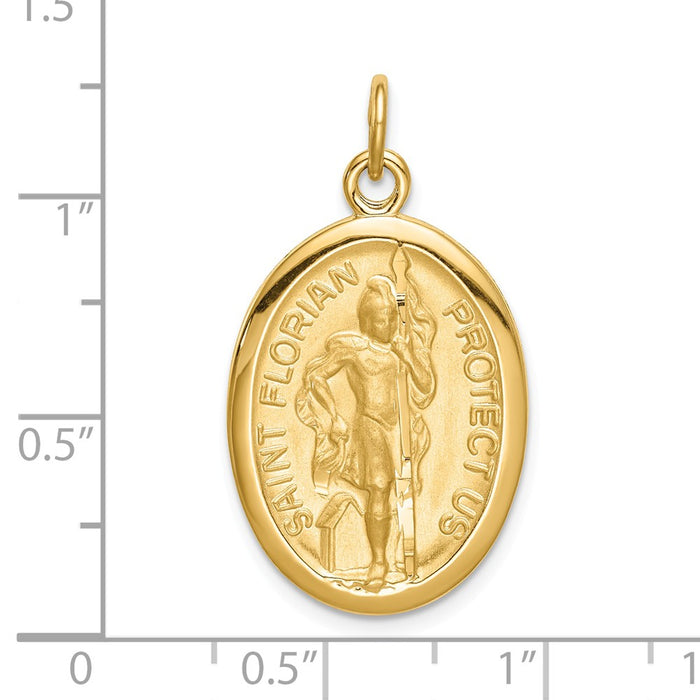 Million Charms 925 Sterling Silver Gold Themed Tone & Diamond Cut Religious Saint Florian Medal