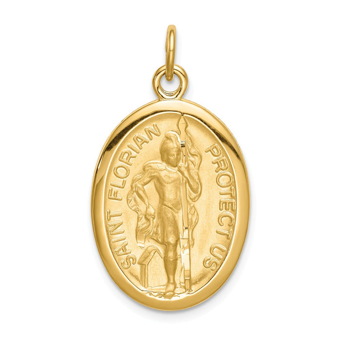 Million Charms 925 Sterling Silver Gold Themed Tone & Diamond Cut Religious Saint Florian Medal