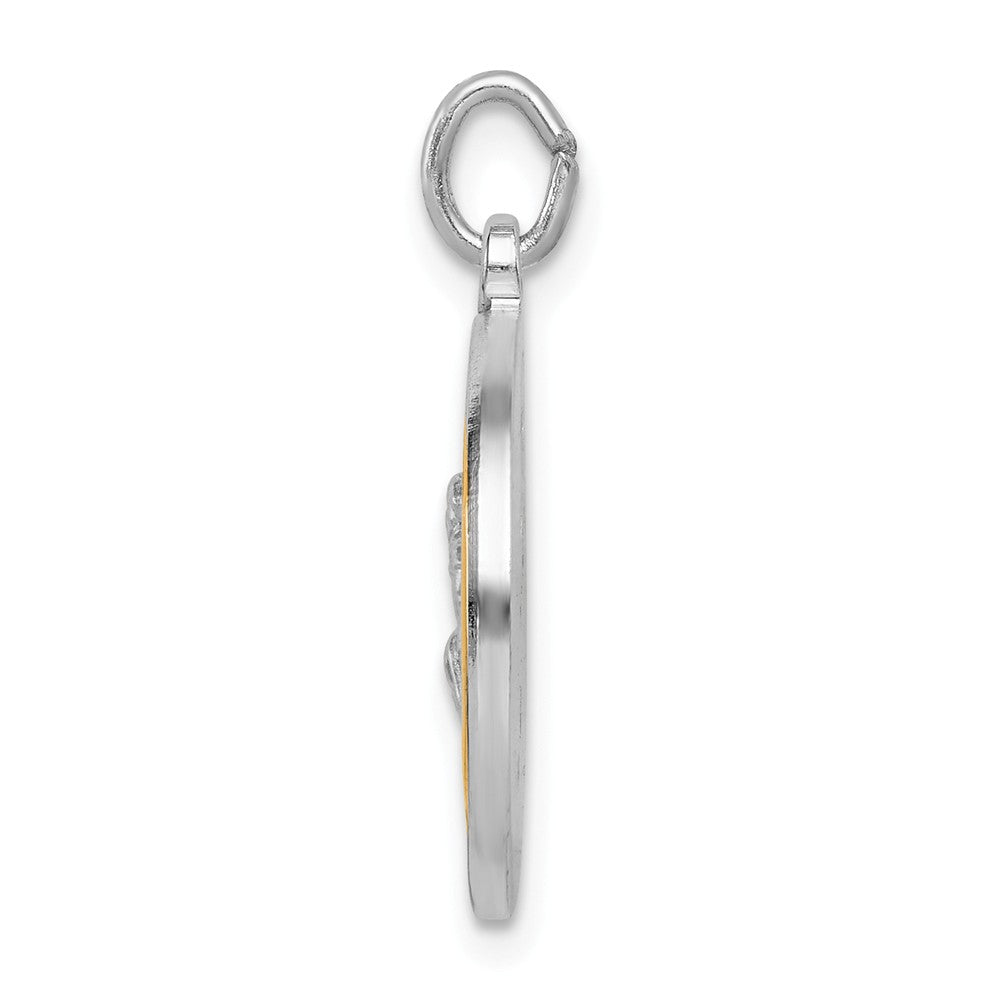 Million Charms 925 Sterling Silver Rhodium-Plated & Gold Themed Tone St Peregrine Medal