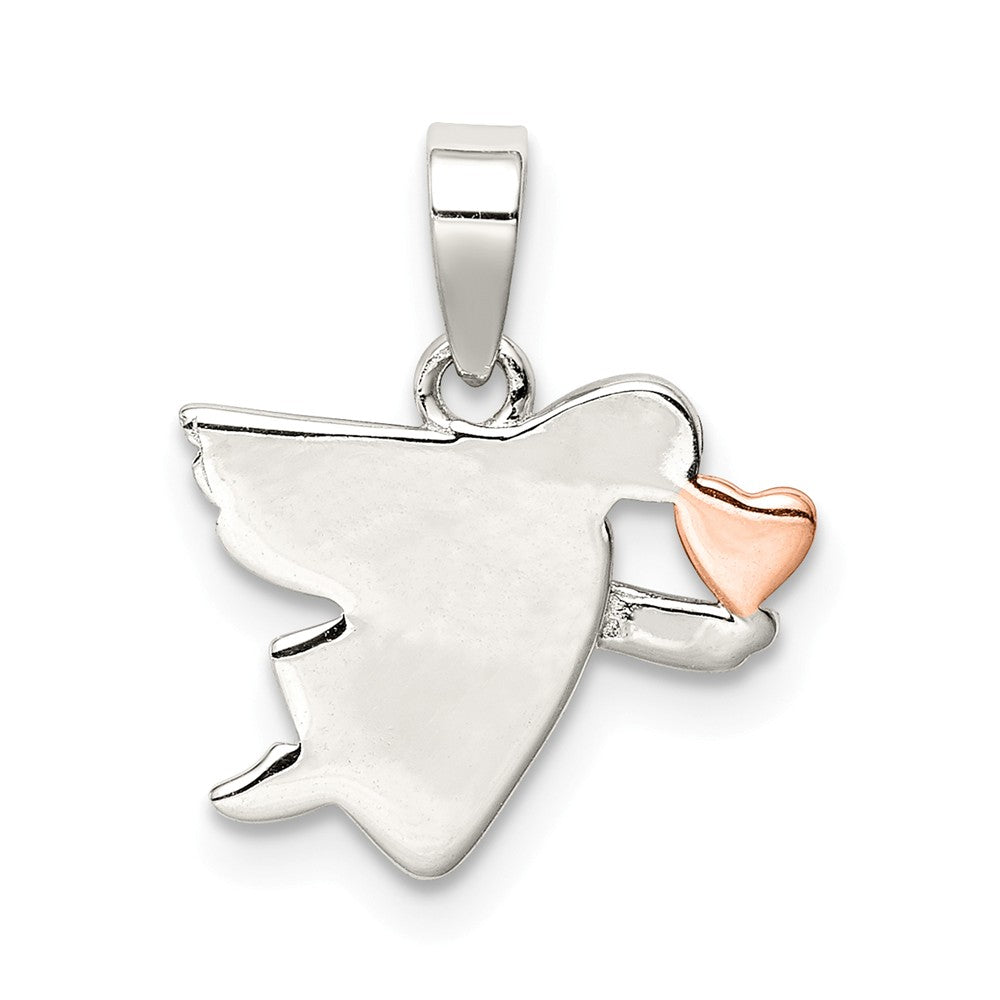 Million Charms 925 Sterling Silver Rose-Tone Polished Angel Pendant
