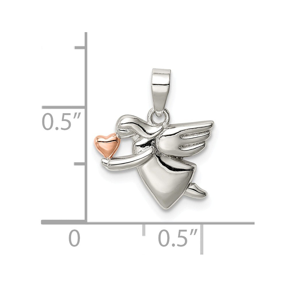 Million Charms 925 Sterling Silver Rose-Tone Polished Angel Pendant