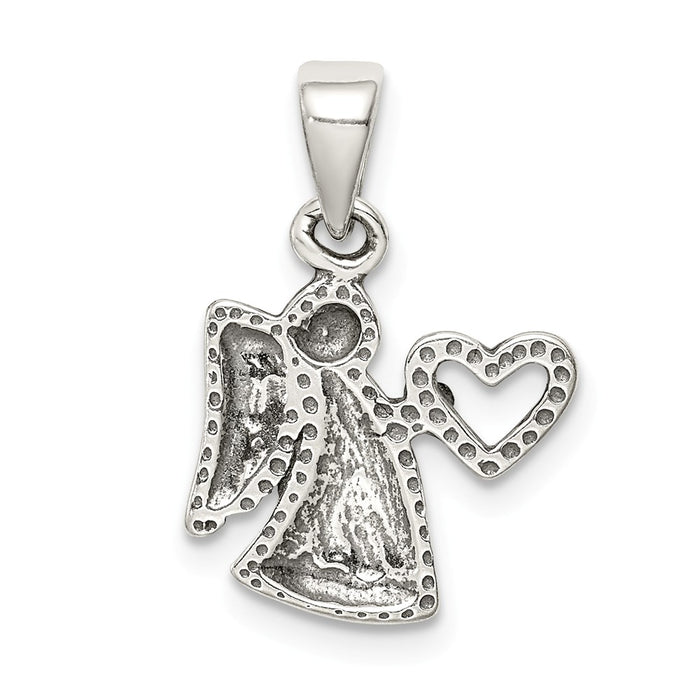 Million Charms 925 Sterling Silver Antiqued Angel With Heart Pendant