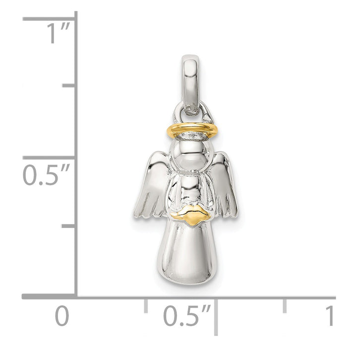 Million Charms 925 Sterling Silver Gold-Plated Polished Angel Pendant