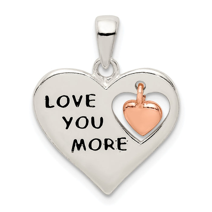 Million Charms 925 Sterling Silver & Rose Enamel Love You More Heart Pe