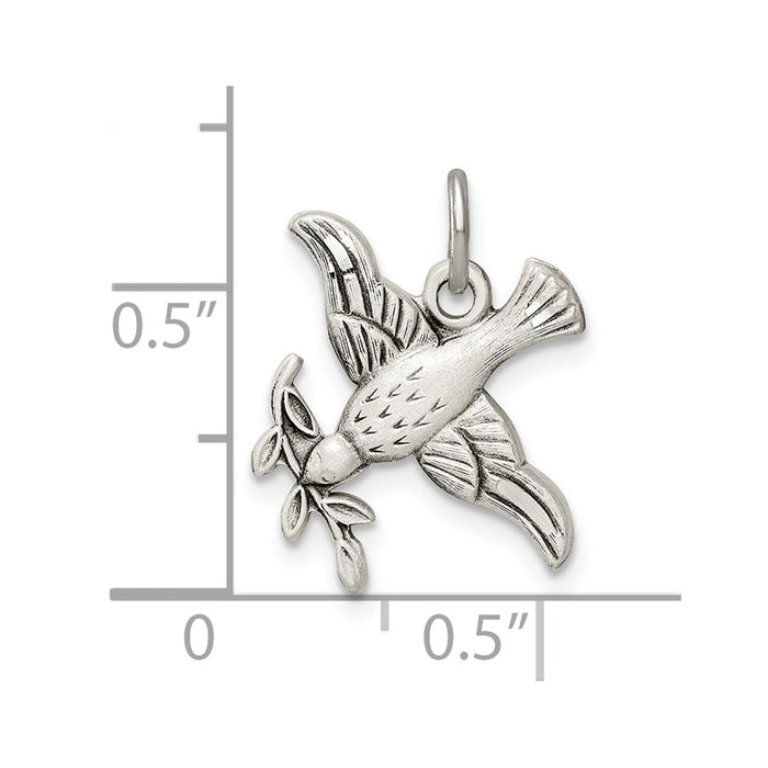 Million Charms 925 Sterling Silver Diamond-Cut Bird Pendant
