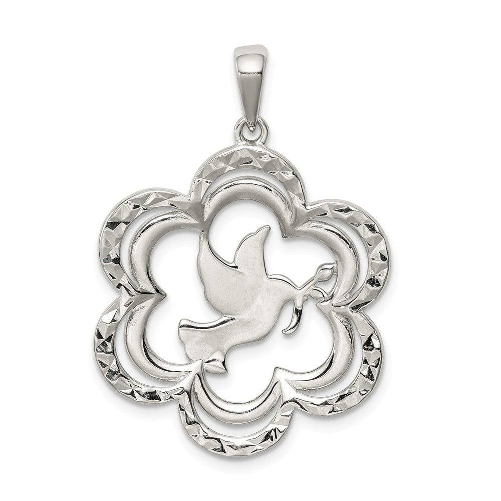 Million Charms 925 Sterling Silver Diamond-Cut Dove Pendant