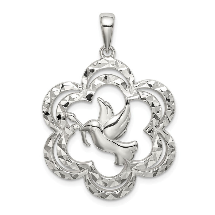 Million Charms 925 Sterling Silver Diamond-Cut Dove Pendant