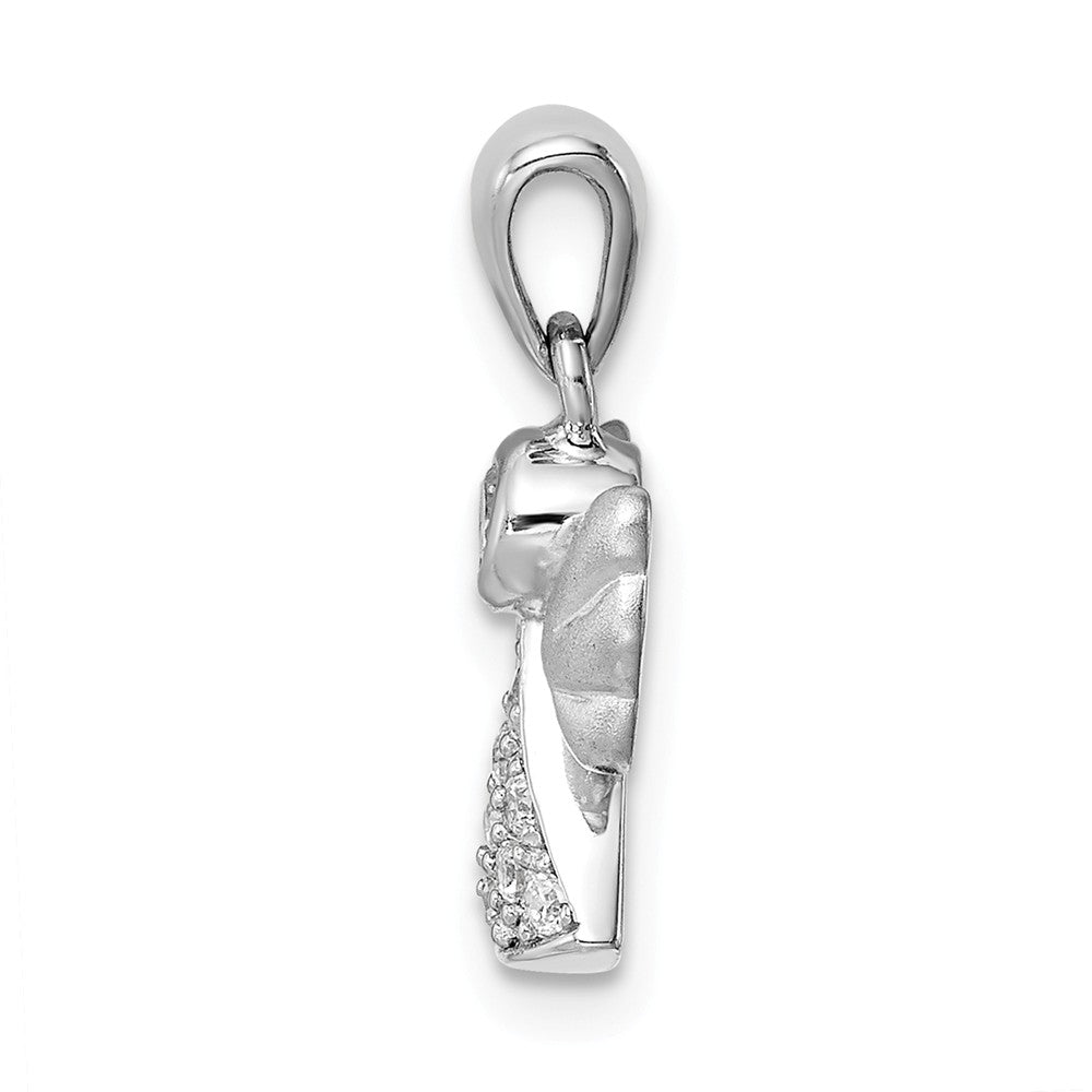 Million Charms 925 Sterling Silver Rhodium-Plated (Cubic Zirconia) CZ Satin Angel Pendant