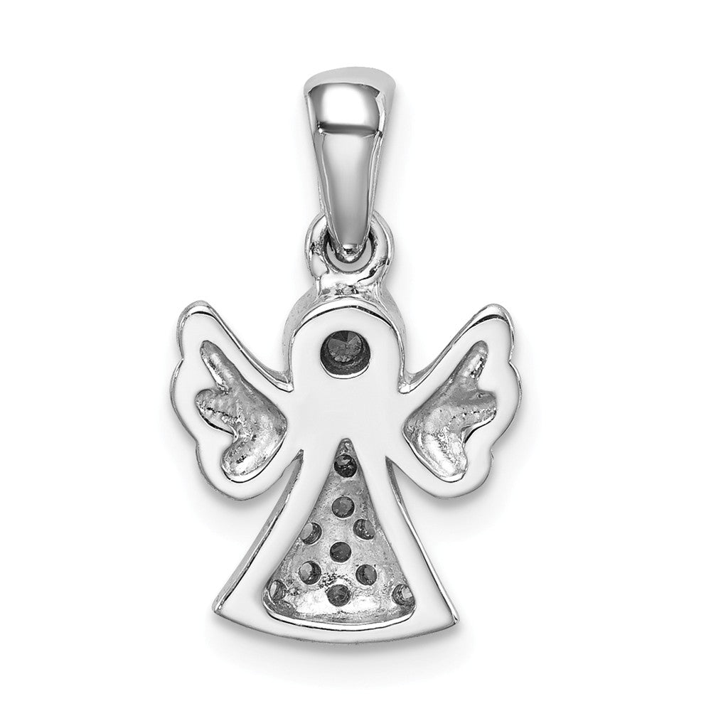 Million Charms 925 Sterling Silver Rhodium-Plated (Cubic Zirconia) CZ Satin Angel Pendant
