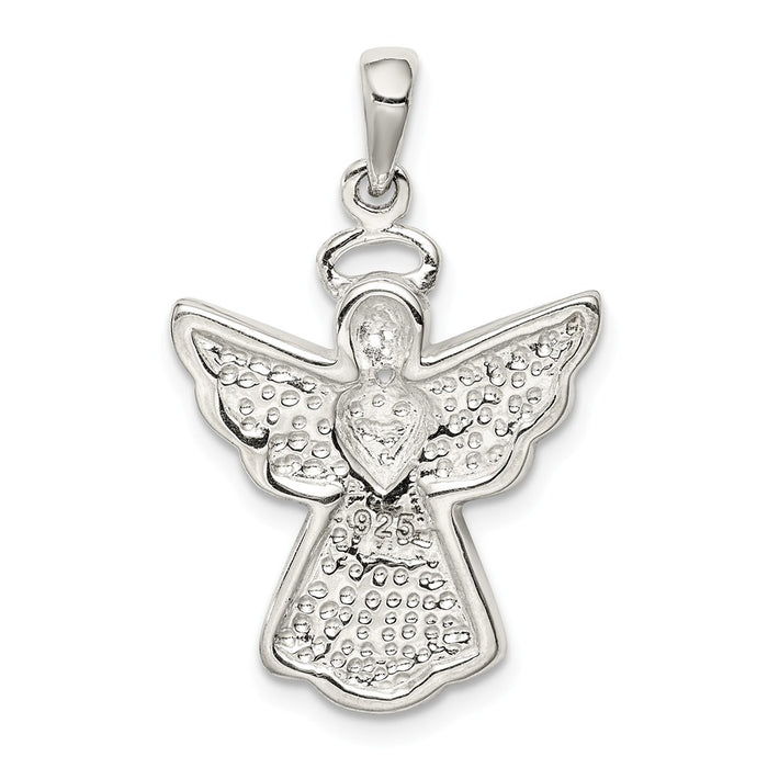 Million Charms 925 Sterling Silver Blue/White Preciosa Crystal Angel With Heart Pendant