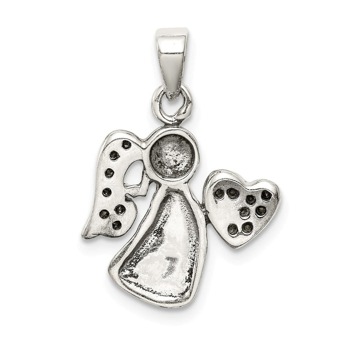 Million Charms 925 Sterling Silver Antiqued & (Cubic Zirconia) CZ Angel Charm