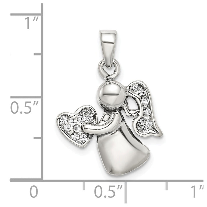 Million Charms 925 Sterling Silver Antiqued & (Cubic Zirconia) CZ Angel Charm