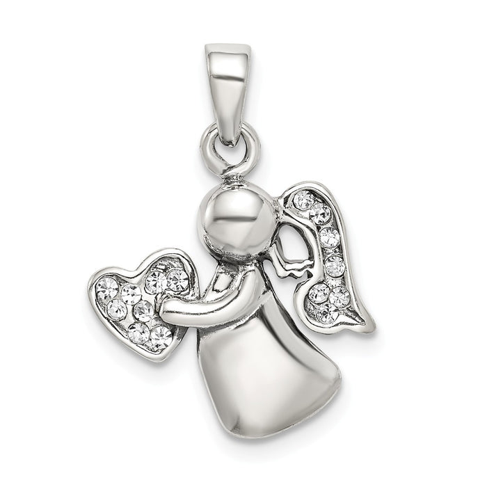 Million Charms 925 Sterling Silver Antiqued & (Cubic Zirconia) CZ Angel Charm