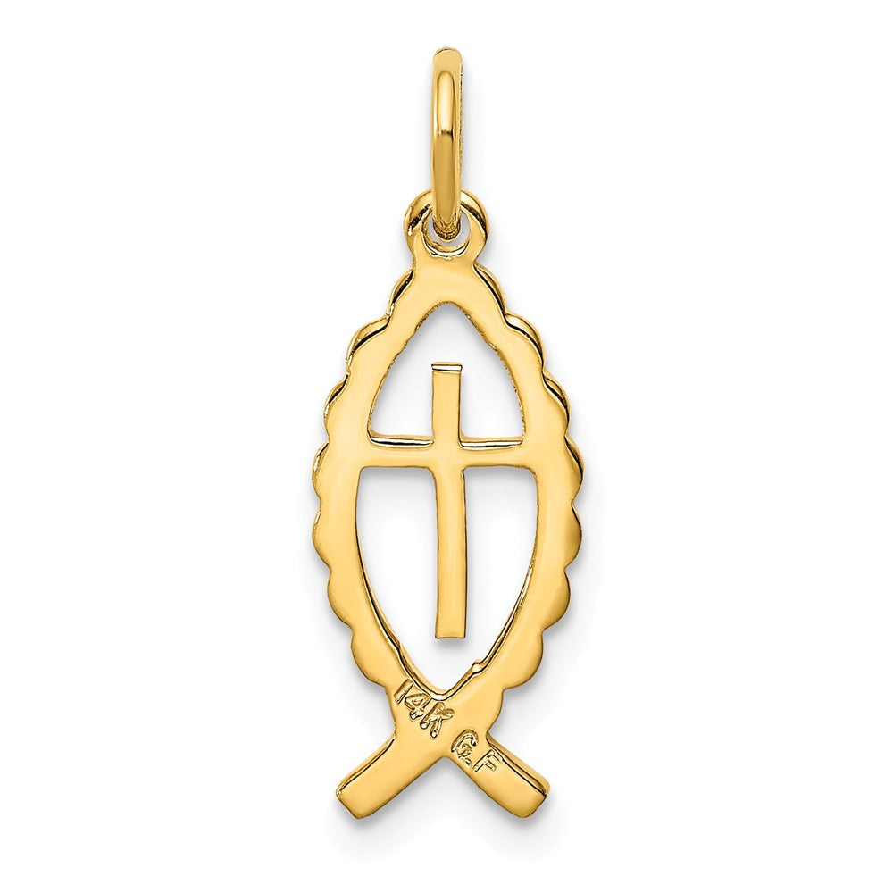 Million Charms 925 Sterling Silver Gold Themed Tone Ichthus Fish Pendant