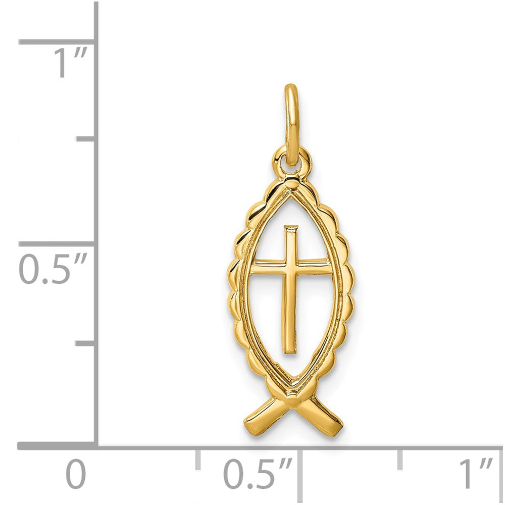 Million Charms 925 Sterling Silver Gold Themed Tone Ichthus Fish Pendant