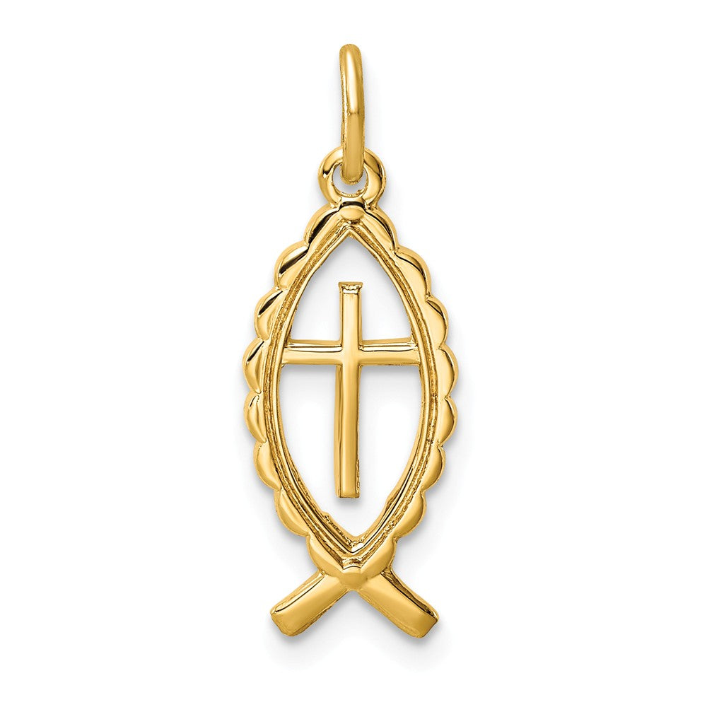 Million Charms 925 Sterling Silver Gold Themed Tone Ichthus Fish Pendant