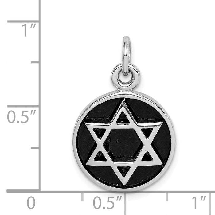 Million Charms 925 Sterling Silver Rhodium-Plated & Antiqued Religious Jewish Star Of David Pendant