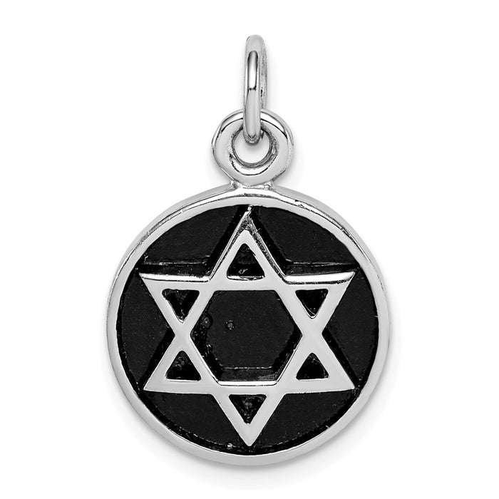 Million Charms 925 Sterling Silver Rhodium-Plated & Antiqued Religious Jewish Star Of David Pendant