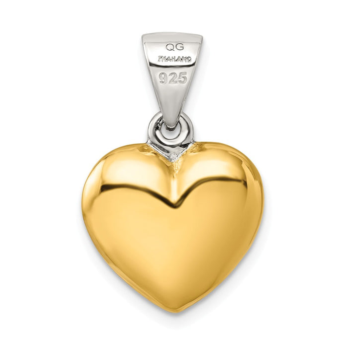 Million Charms 925 Sterling Silver Gold-Plated Polished Puffed Heart Pendant