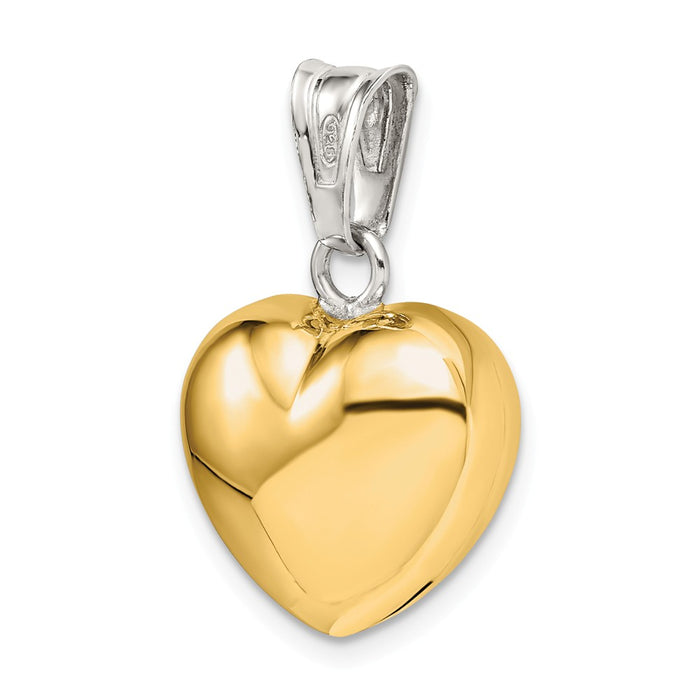 Million Charms 925 Sterling Silver Gold-Plated Polished Puffed Heart Pendant