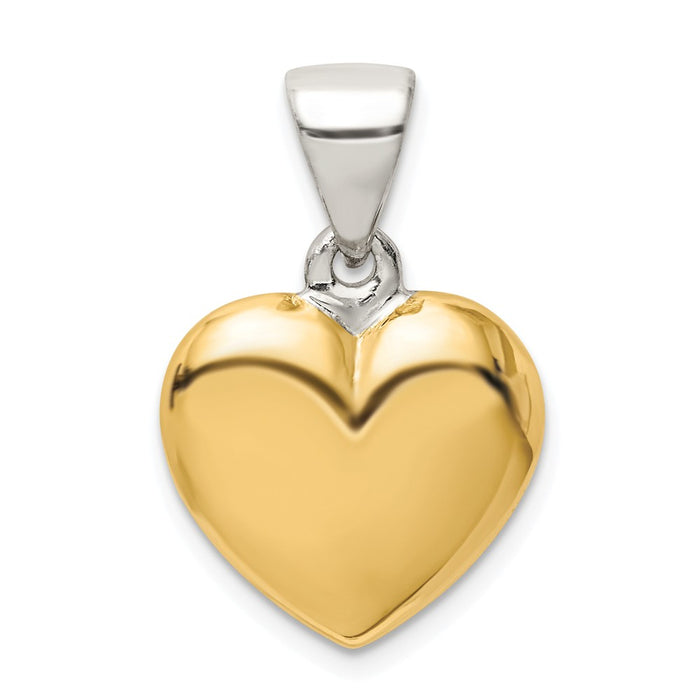 Million Charms 925 Sterling Silver Gold-Plated Polished Puffed Heart Pendant