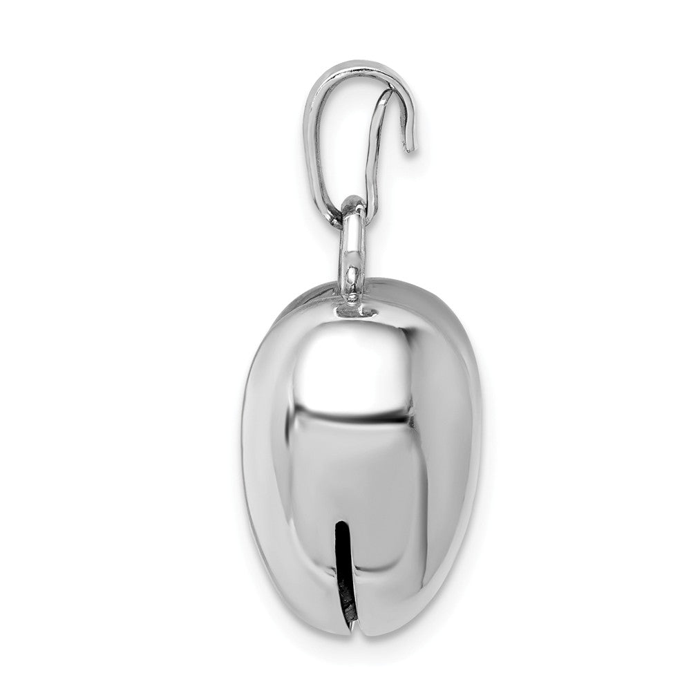 Million Charms 925 Sterling Silver Rhodium-Plated Polished Bell Inside Puffed Heart Pendant