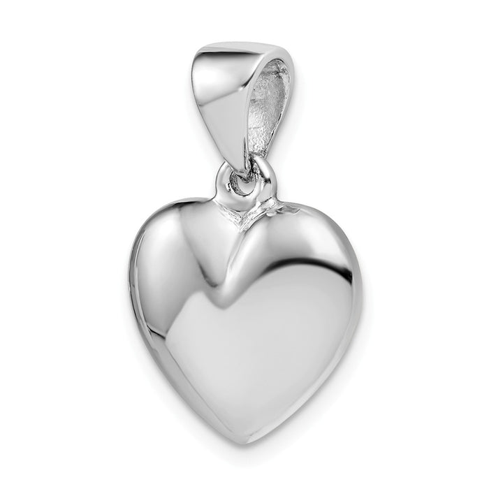 Million Charms 925 Sterling Silver Rhodium-Plated Polished Bell Inside Puffed Heart Pendant