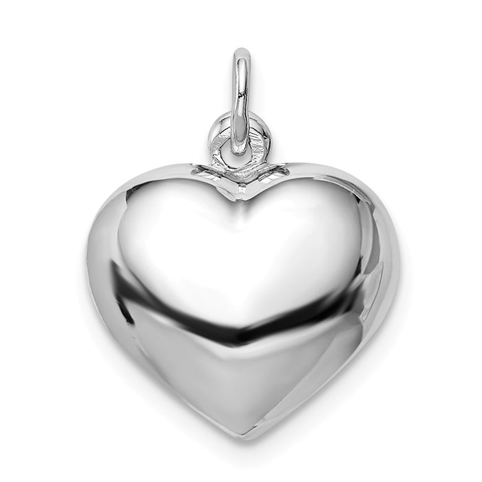 Million Charms 925 Sterling Silver Rhodium-Plated Brushed/Polished Reversible Puffed Heart Pen