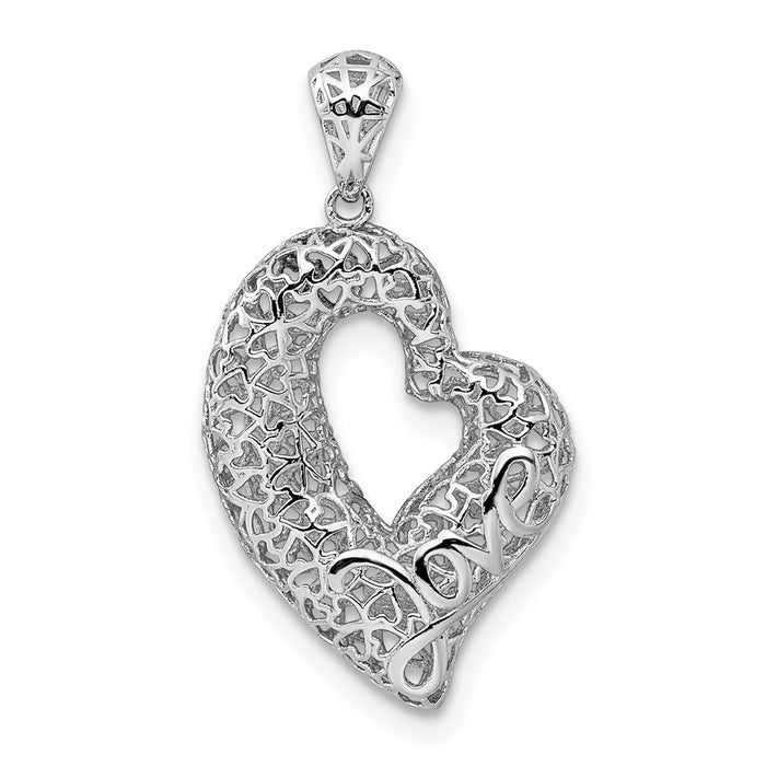 Million Charms 925 Sterling Silver Rhodium-Plated Hollow Heart Pendant