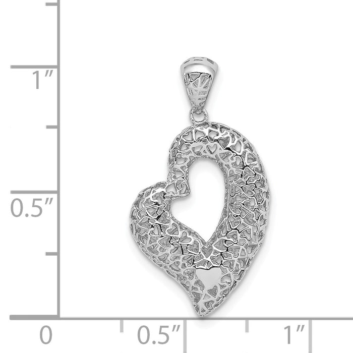 Million Charms 925 Sterling Silver Rhodium-Plated Hollow Heart Pendant