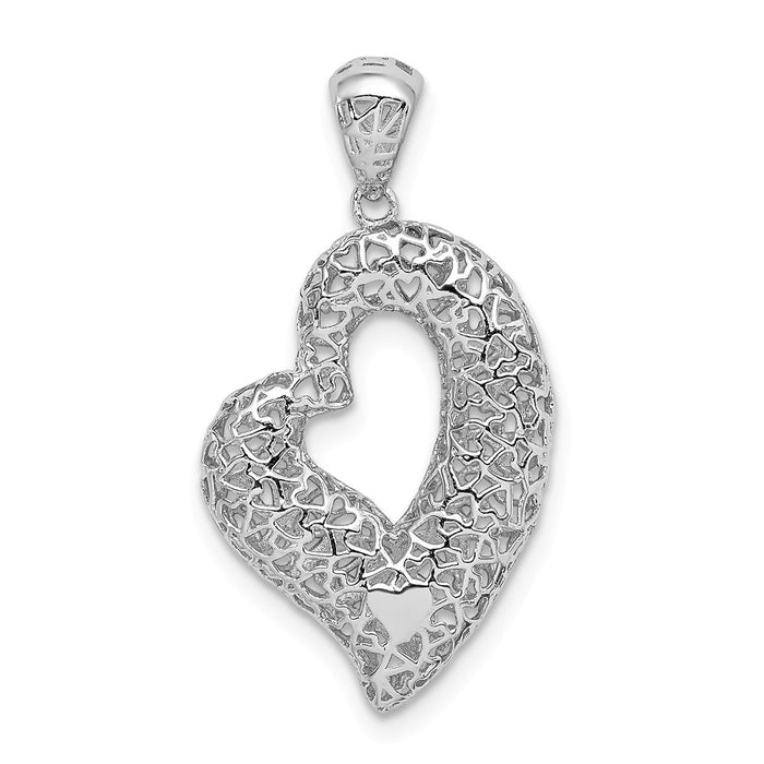 Million Charms 925 Sterling Silver Rhodium-Plated Hollow Heart Pendant