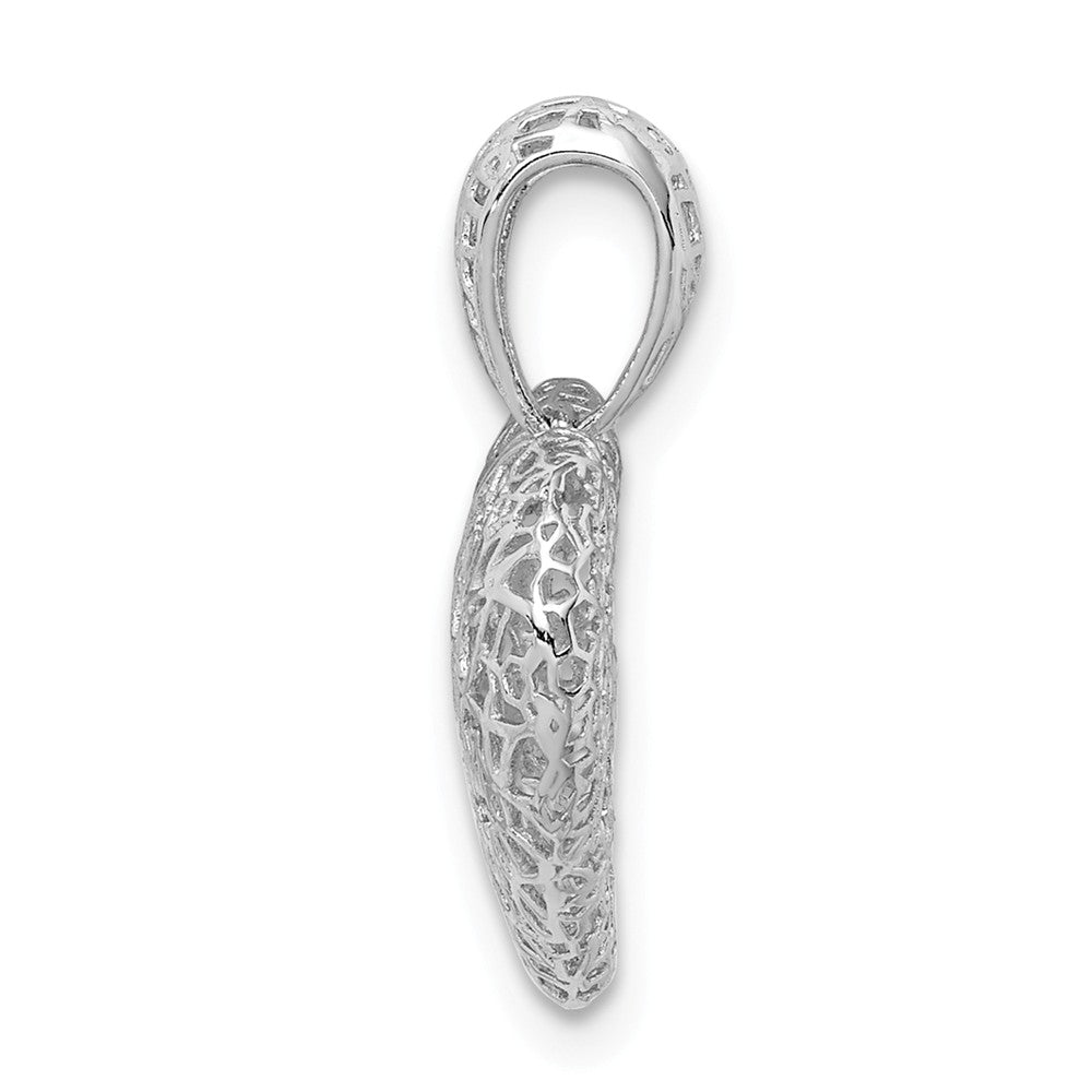 Million Charms 925 Sterling Silver Rhodium-Plated Diamond-Cut Merry Christmas Heart Pendant